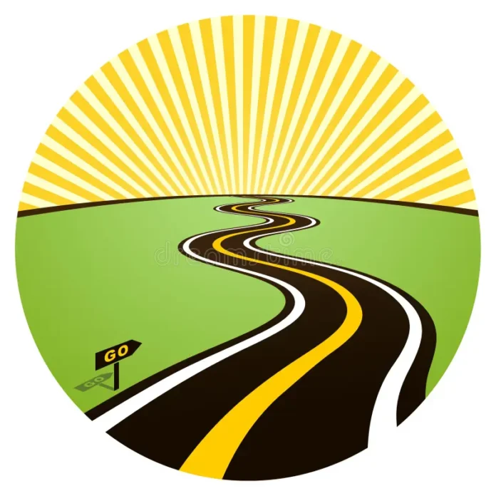 road stretching toward a green horizon with an armorthane logo